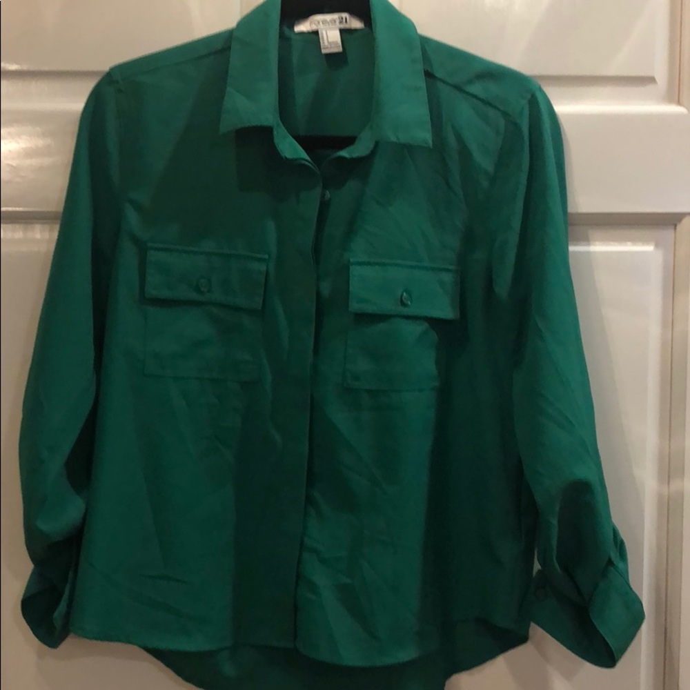 Kelly green button down